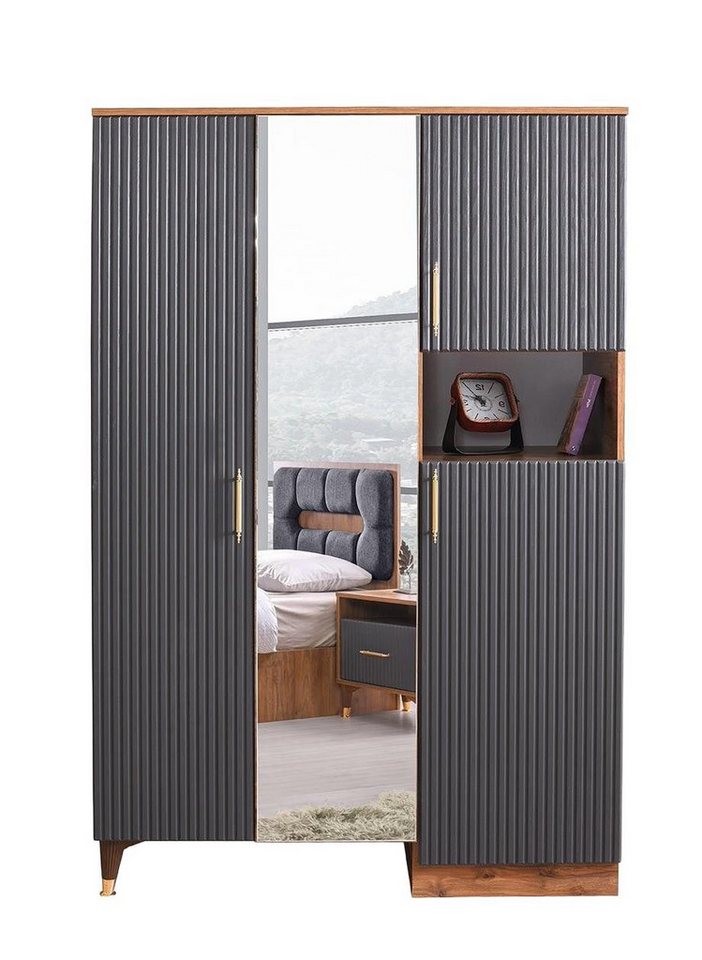 Xlmoebel Kleiderschrank Jugendzimmer Kleiderschrank in modernem Design mit grauem Holz und (1-St., Kledierschrank) Hergestellt in Europa von Xlmoebel