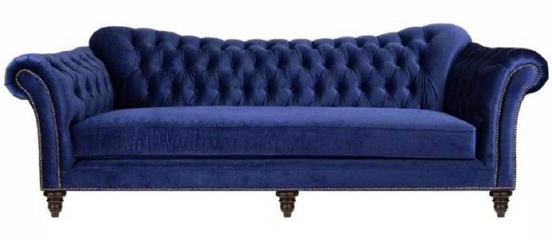 Xlmoebel Chesterfield-Sofa Moderne Designer-Möbel: Blaues Chesterfield-Wohnzimmer-Sofa aus Stoff., Hergestellt in Europa von Xlmoebel