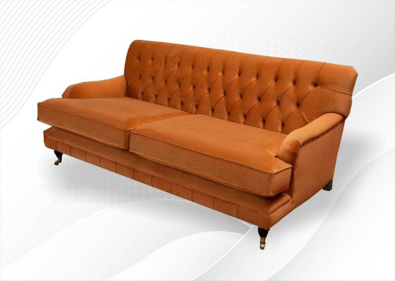 Xlmoebel 3-Sitzer Neu Chesterfield Gelb Stoff Sofa für das Wohnzimmer - Design Couch mit, 1 Teile, Hergestellt in Europa von Xlmoebel