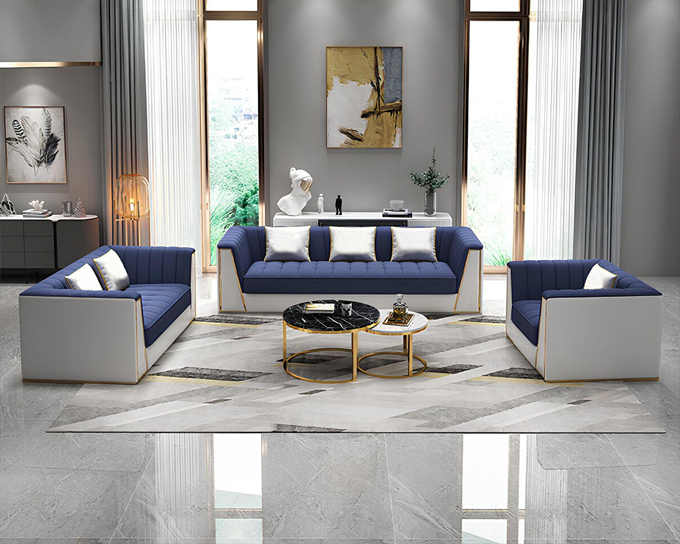 Xlmoebel Polstergarnitur 3-Sitzer, 2-Sitzer, 1-Sitzer Set mit Design-Sofas und Polster-Couchen, (Sofagarnitur 3+2+1 Sitzer), Hergestellt in Europa von Xlmoebel