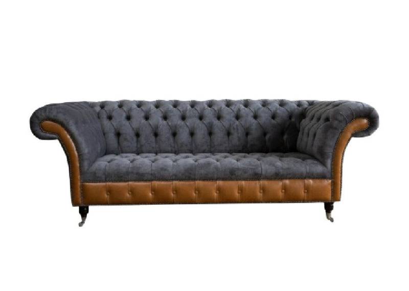 Xlmoebel Chesterfield-Sofa Chesterfield Sofa Sitzmöbel Polstermöbel 3-Sitzer in Grau, 1 Teile, Hergestellt in Europa von Xlmoebel
