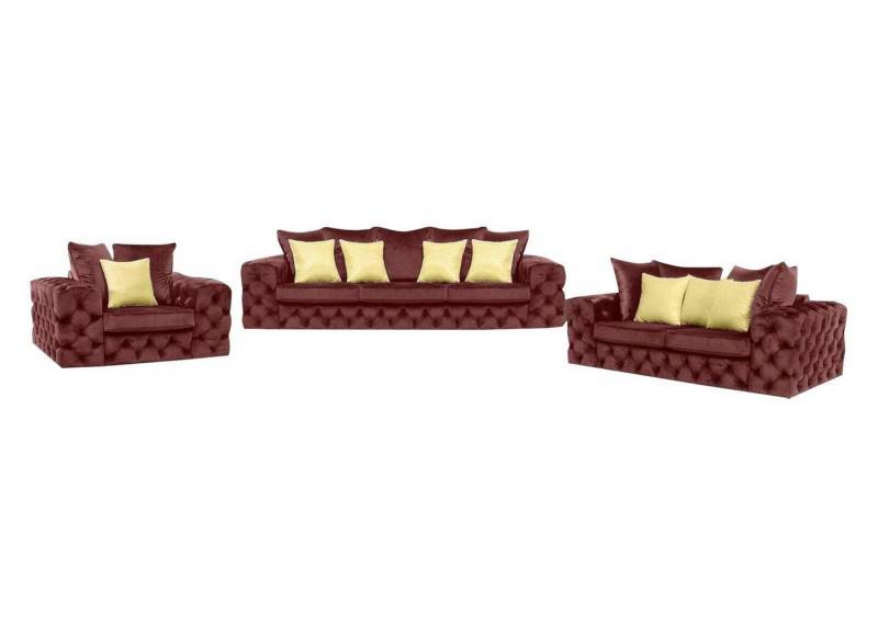 Xlmoebel Polstergarnitur Chesterfield Sofagarnitur 3-2-1 Sitzer Design Wohnzimmer Möbel, (Sofa 3 Sitzer / Sofa 2 Sitzer / Sessel), Hergestellt in Europa von Xlmoebel