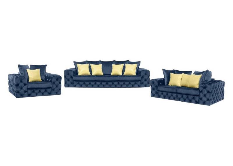Xlmoebel Polstergarnitur Chesterfield Sofagarnitur 3-2-1 Sitzer Design Wohnzimmer Möbel, (Sofa 3 Sitzer / Sofa 2 Sitzer / Sessel), Hergestellt in Europa von Xlmoebel