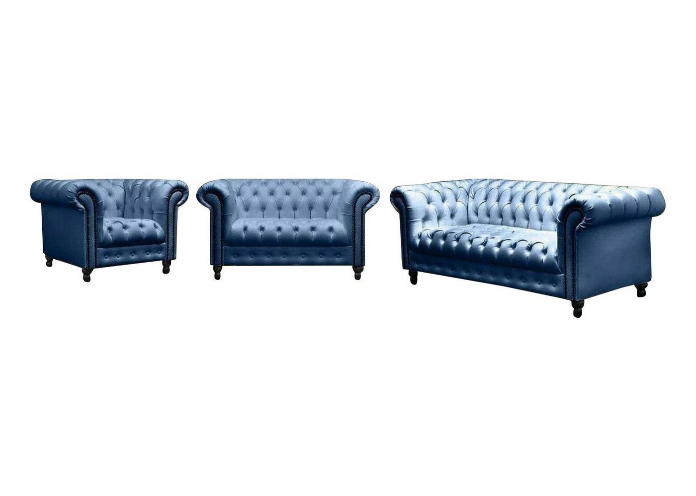 Xlmoebel Polstergarnitur Chesterfield Sofagarnitur 3-2-1 Sitzer Design Wohnzimmer Möbel Couch, (Sofa 3-Sitzer / Sofa 2-Sitzer / Sessel), Hergestellt in Europa von Xlmoebel
