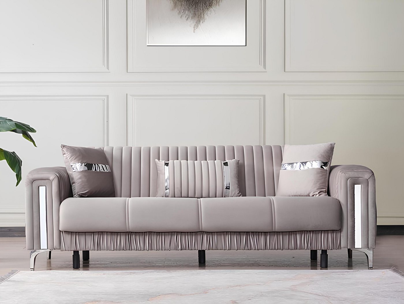 Xlmoebel Sofa Hochwertiges 3-Sitzer-Sofa in Grau aus luxuriösem Textil für das, Hergestellt in Europa Xlmoebel Sofa Hochwertiges 3-Sitzer-Sofa in Grau aus luxuriösem Textil für das, Hergestellt in Europa von Xlmoebel