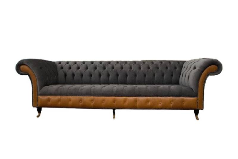 Xlmoebel Chesterfield-Sofa Luxuriöses Chesterfield-Polsterdesign XXL-Sofa aus Leder für 4, 1 Teile, Hergestellt in Europa von Xlmoebel