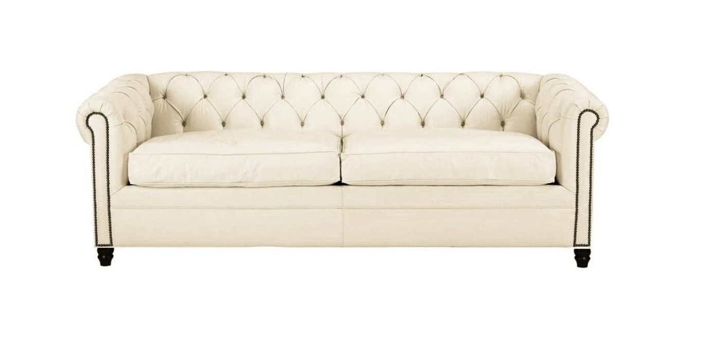 Xlmoebel Chesterfield-Sofa Moderne Dreisitzer Chesterfield Couch in Weiß aus Leder, Hergestellt in Europa von Xlmoebel