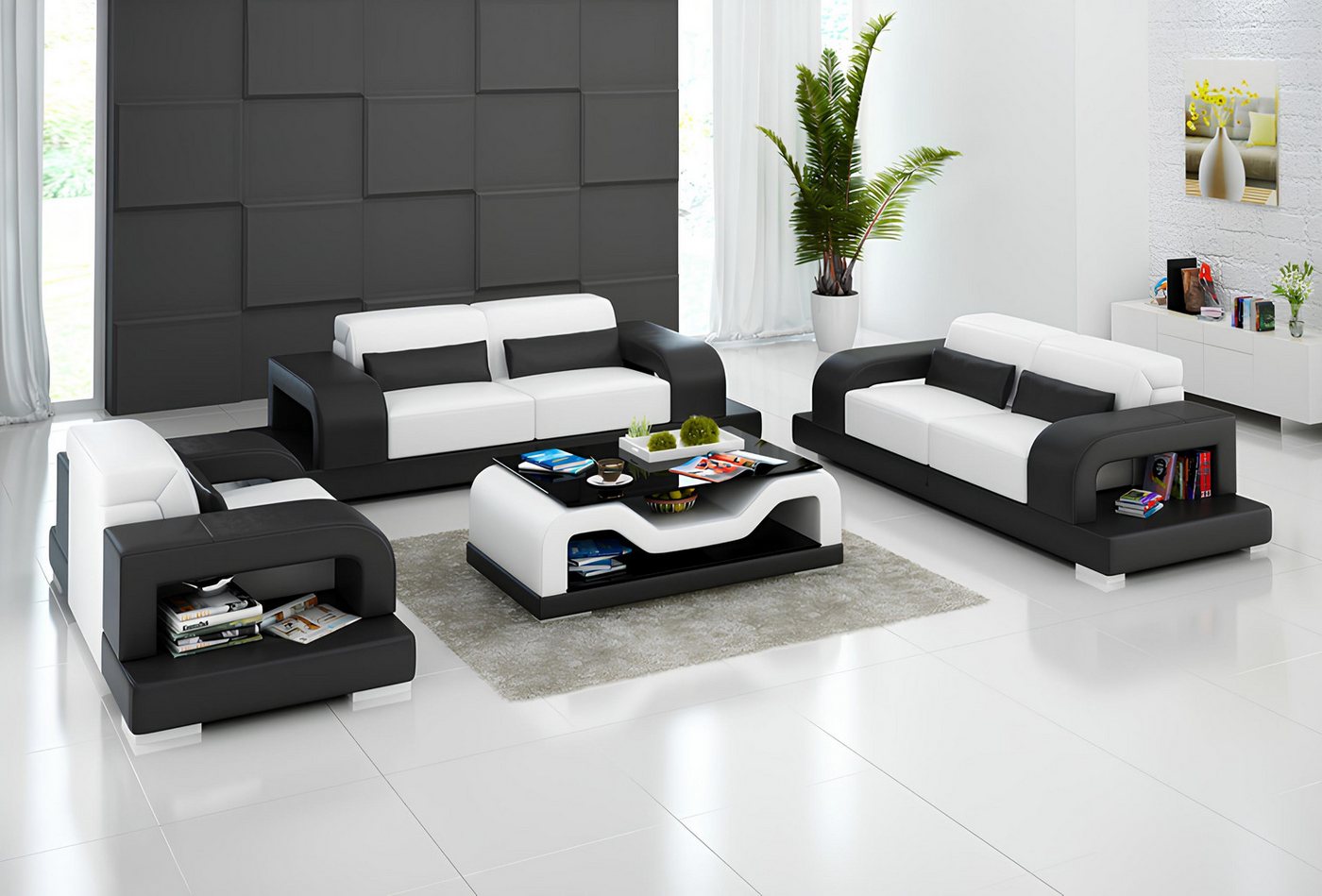 Xlmoebel Polstergarnitur Moderne Ledersofa-Garnitur mit 3-Sitzer, 2-Sitzer und 1-Sitzer Couch, (3-tlg., Sofagarnitur 3+2+1 Sitzer), Hergestellt in Europa Xlmoebel Polstergarnitur Moderne Ledersofa-Garnitur mit 3-Sitzer, 2-Sitzer und 1-Sitzer Couch, (3-tlg., Sofagarnitur 3+2+1 Sitzer), Hergestellt in Europa von Xlmoebel