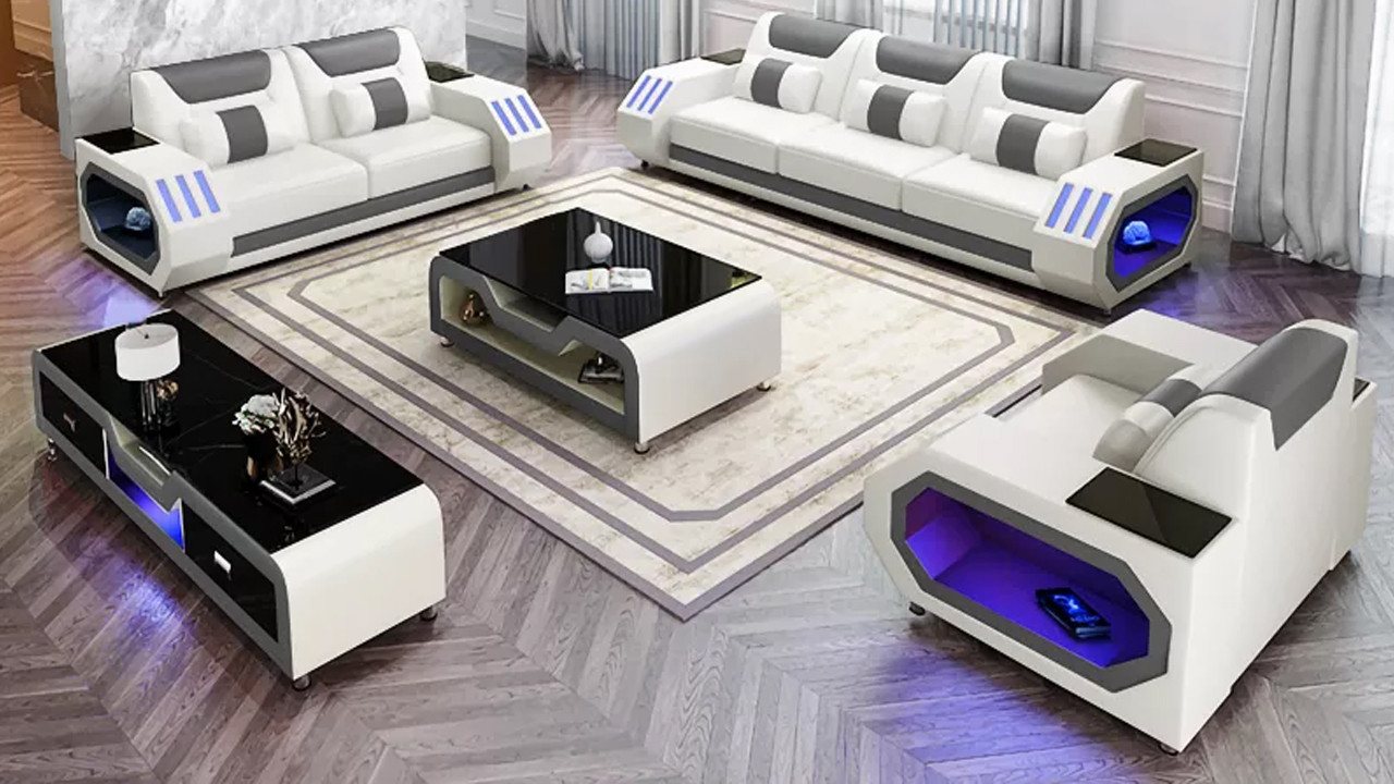 Xlmoebel 3-Sitzer Modernes Ledersofa in Dreierkombination zeitgemäßes Design, Hergestellt in Europa von Xlmoebel