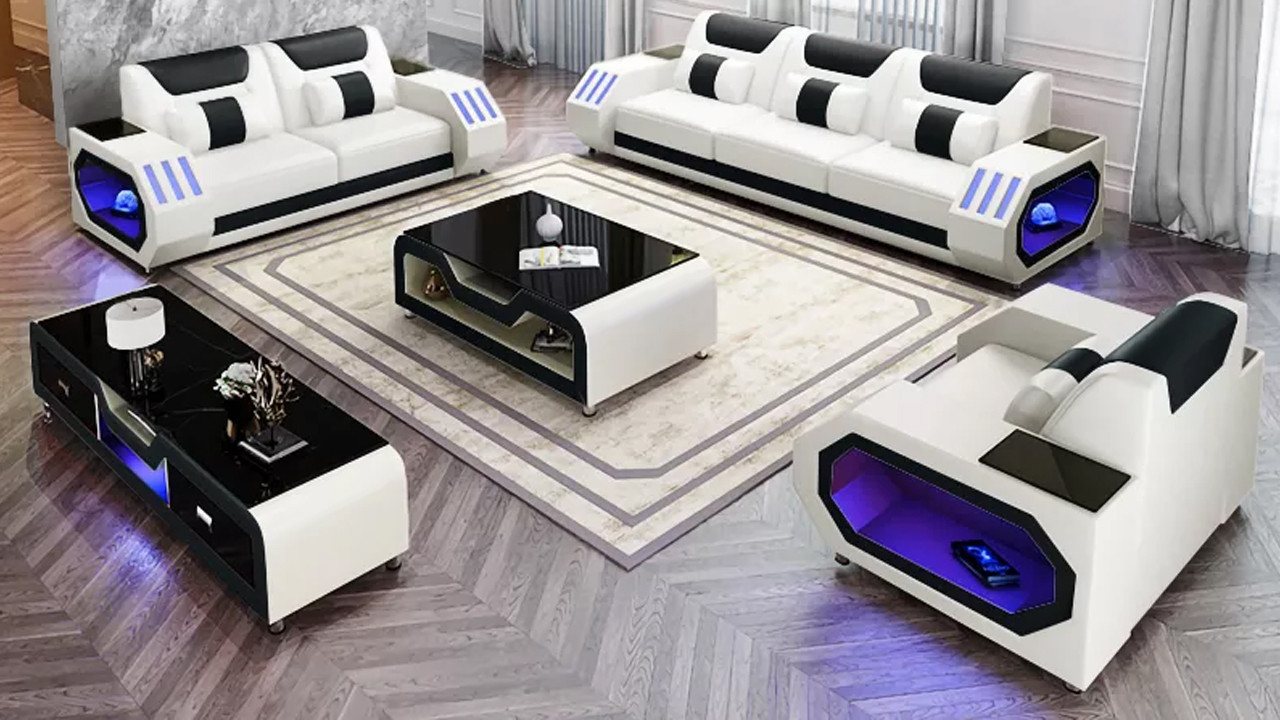 Xlmoebel 3-Sitzer Modernes Ledersofa in Dreierkombination zeitgemäßes Design, Hergestellt in Europa von Xlmoebel