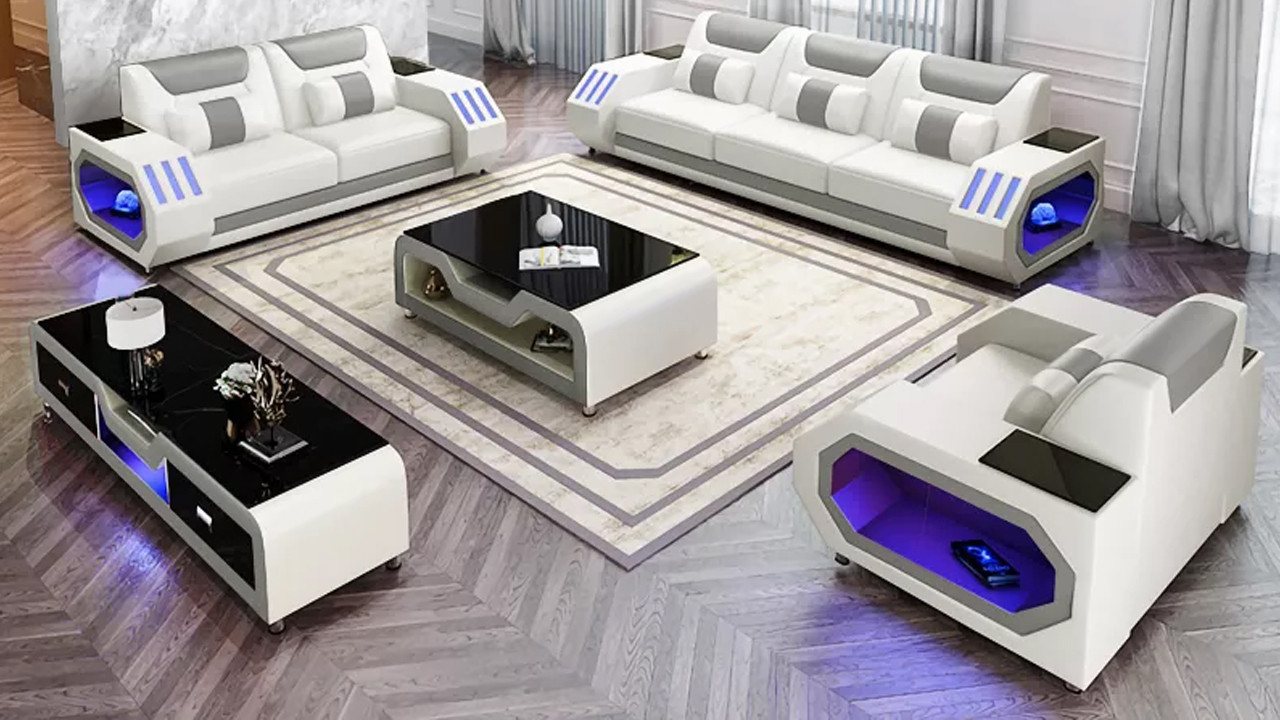 Xlmoebel 3-Sitzer Modernes Ledersofa in Dreierkombination zeitgemäßes Design, Hergestellt in Europa von Xlmoebel