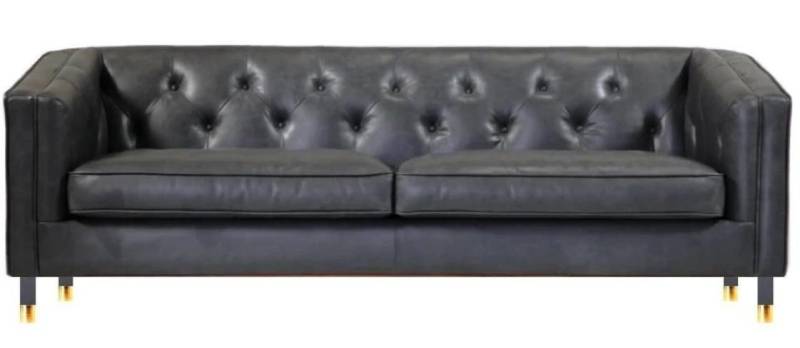 Xlmoebel Sofa Neues modernes Design Ledersofa in Schwarz im Chesterfield-Stil, Hergestellt in Europa von Xlmoebel