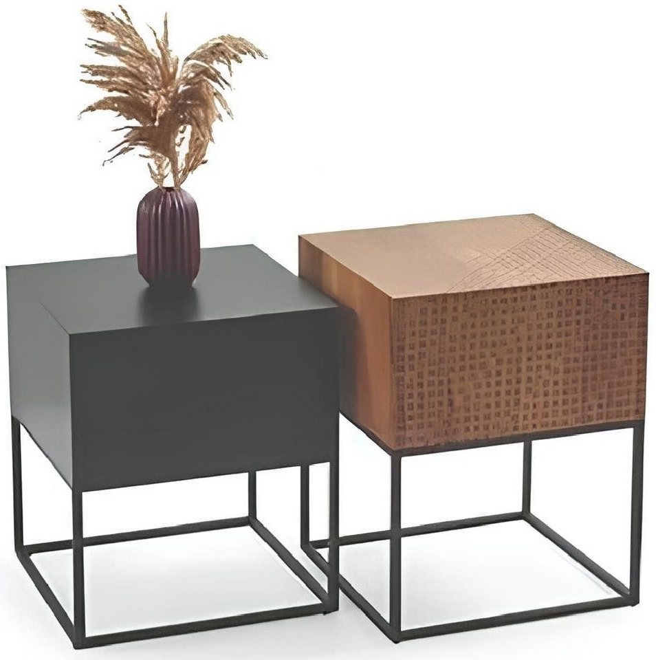 Xlmoebel Couchtisch Quadratisches Wohnzimmertisch-Set in Braun und Schwarz (2x Couchtische), Hergestellt in Europa von Xlmoebel