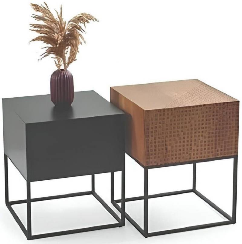 Xlmoebel Couchtisch Quadratisches Wohnzimmertisch-Set in Braun und Schwarz (2x Couchtische), Hergestellt in Europa von Xlmoebel