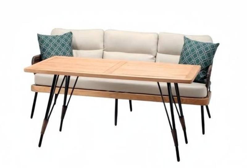 Xlmoebel Gartenlounge-Set Sofa Set 3-Sitzer Couchtisch Sofas Rattan Luxus Modern 2-teilig, (2tlg Set(Sofa 3 Sitzer+Couchtisch), Hergestellt in Europa von Xlmoebel