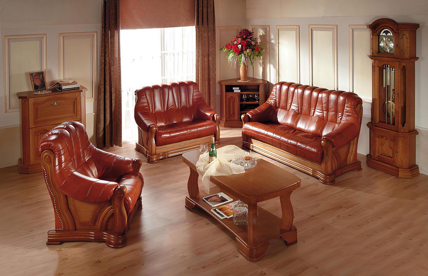 Xlmoebel 2-Sitzer Traditionelles Zweisitzer-Sofa Polstermöbel Leder 2-Sitzer Couch, Hergestellt in Europa von Xlmoebel