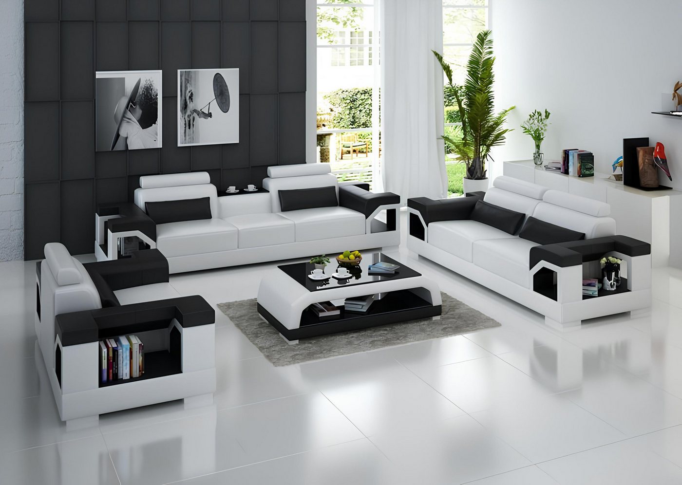 Xlmoebel Polstergarnitur Weiße Dreisitzer-Couch aus Leder mit zwei Zusatzsesseln, (Sofagarnitur 3+1+1 Sitzer), Hergestellt in Europa Xlmoebel Polstergarnitur Weiße Dreisitzer-Couch aus Leder mit zwei Zusatzsesseln, (Sofagarnitur 3+1+1 Sitzer), Hergestellt in Europa von Xlmoebel