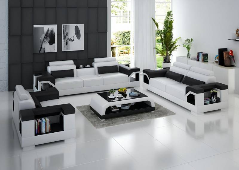 Xlmoebel Polstergarnitur Weiße Dreisitzer-Couch aus Leder mit zwei Zusatzsesseln, (Sofagarnitur 3+1+1 Sitzer), Hergestellt in Europa von Xlmoebel