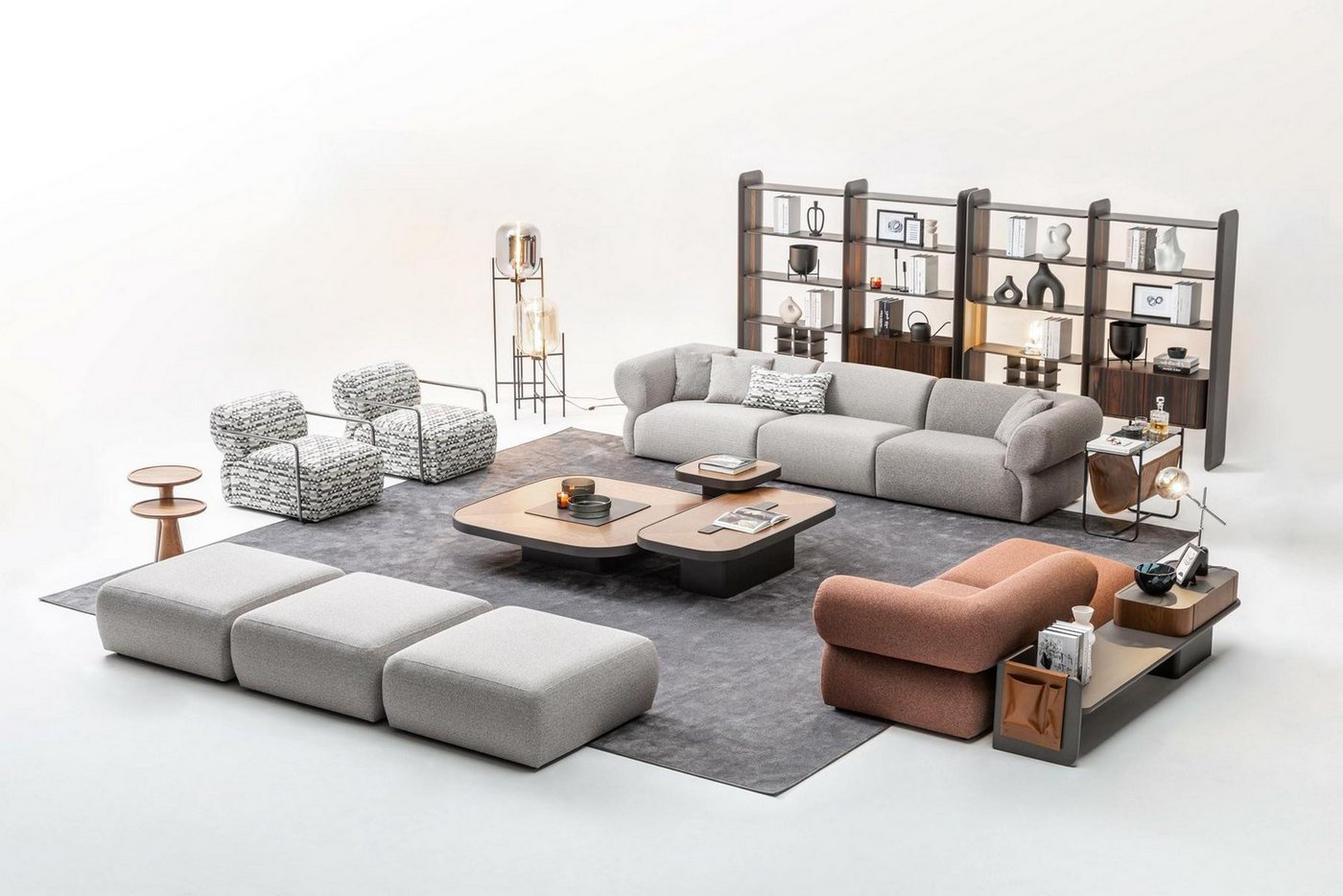 Xlmoebel Polstergarnitur Wohnzimmermöbel-Set mit großem Sofa, Zweisitzer, Einzelsitzer, Sessel, (Set 7 tlg.(Sofagarnitur 5 + 3 + 1 + 1 Sitzer + 3x Hocker), Hergestellt in Europa Xlmoebel Polstergarnitur Wohnzimmermöbel-Set mit großem Sofa, Zweisitzer, Einzelsitzer, Sessel, (Set 7 tlg.(Sofagarnitur 5 + 3 + 1 + 1 Sitzer + 3x Hocker), Hergestellt in Europa von Xlmoebel