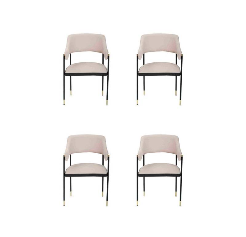 Xlmoebel Armlehnstuhl Eleganter Esszimmerstuhl-Set mit 4 weißen Küchenstühlen und luxuriösem (4 St), Hergestellt in Europa von Xlmoebel