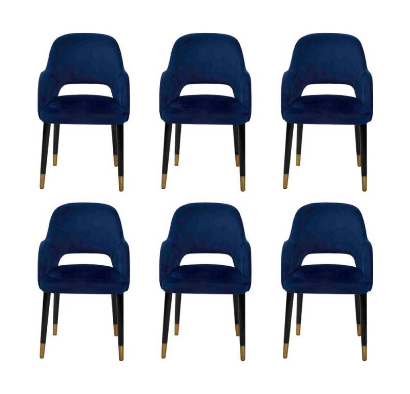Xlmoebel Armlehnstuhl Exklusive 6x Stühle Blau Küchenmöbel Designer Modern Esszimmerstuhl (6 St), Hergestellt in Europa von Xlmoebel