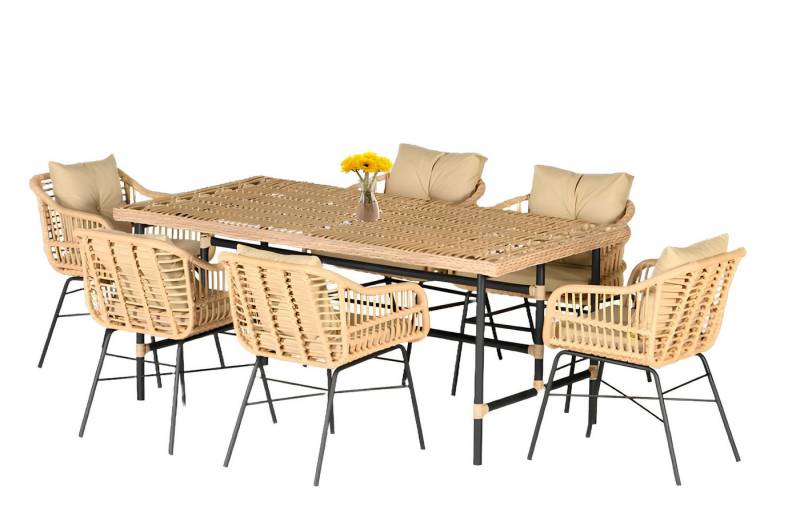 Xlmoebel Garten-Essgruppe Exklusives Rattan-Set für den Garten: 7-teilige Essgruppe mit Esstisch, Hergestellt in Europa von Xlmoebel