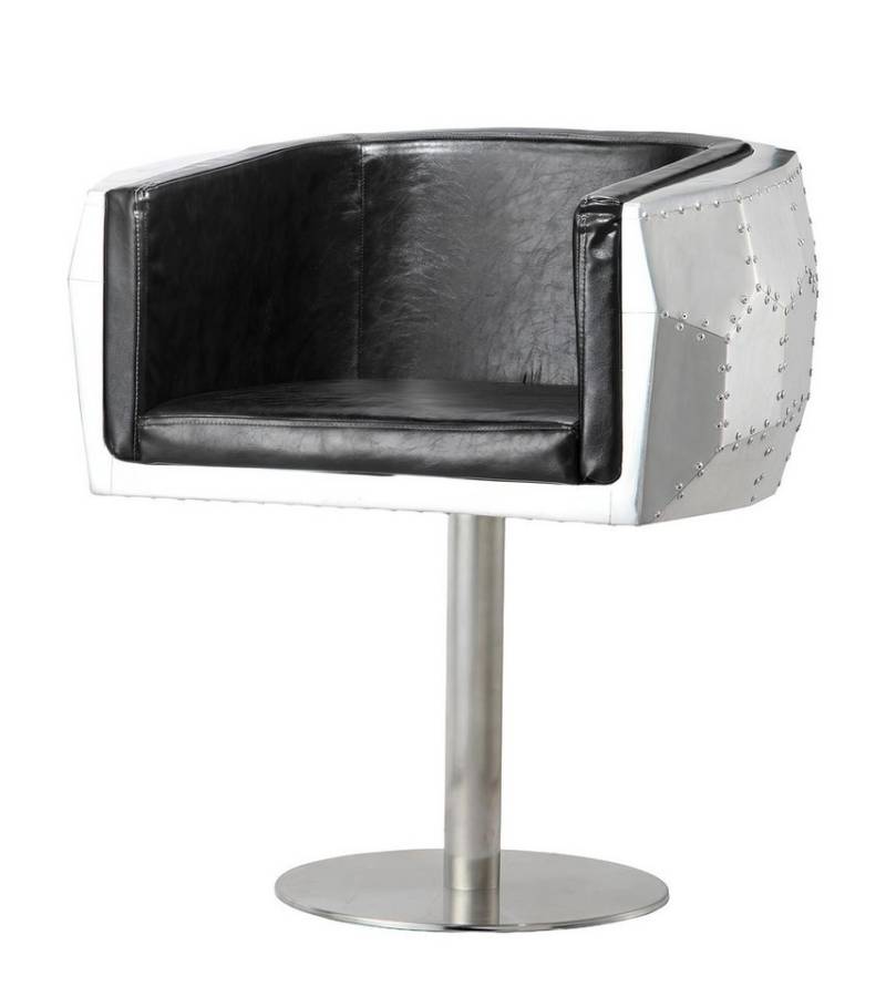 Xlmoebel Barhocker Lehnstuhl Flieger aus echtem Leder und Aluminium im Design (1 St), Hergestellt in Europa von Xlmoebel