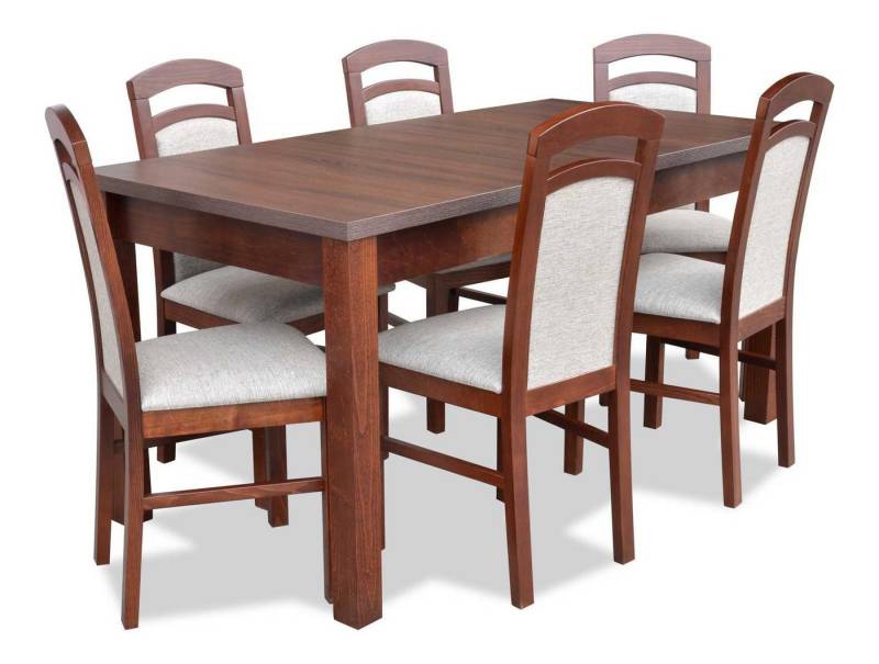Xlmoebel Esszimmerstuhl Set aus Esstisch aus Designer-Holz mit 6 Stühlen, gepolstert, Hergestellt in Europa von Xlmoebel