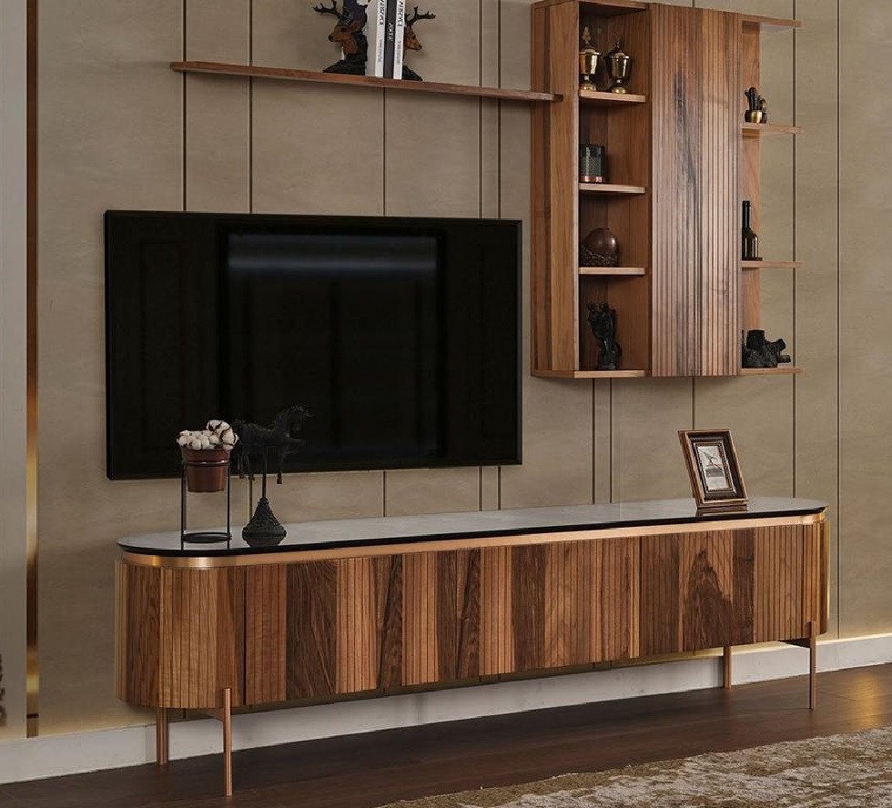 Xlmoebel TV-Board Hervorragendes Wohnzimmerset mit braunem TV-Unterschrank (2tlg.Wohnzimmer Set (TV-Lowboard+Wandschrank), Hergestellt in Europa von Xlmoebel