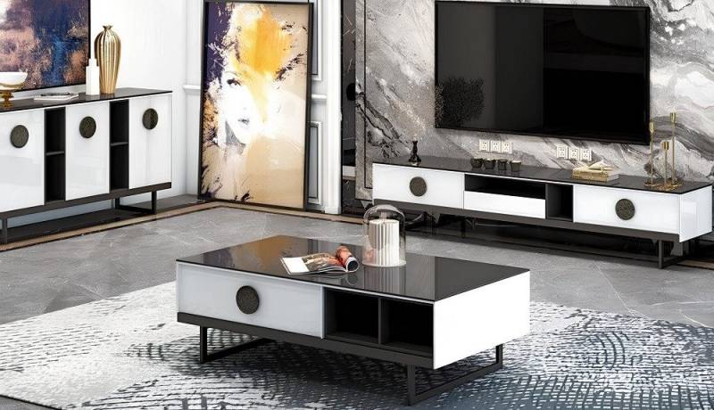 Xlmoebel Wohnzimmer-Set Neues Set Designer-Möbel: Schrank + Tisch + TV-Sideboard, (3 tlg. Wohnzimmer Set(Sideboard+Kommode+Couchtisch), Hergestellt in Europa von Xlmoebel