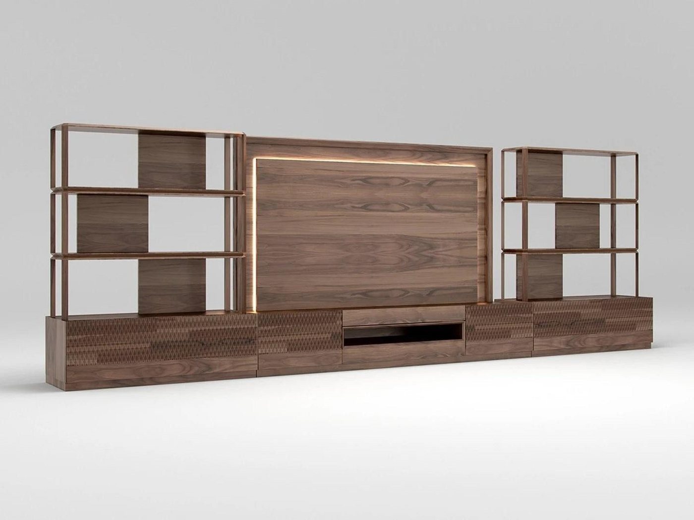 Xlmoebel TV-Board 4-teiliges Set für Wohnzimmermöbel mit TV-Ständer, 2 Bücherregalen, (4 St., Wohnzimmer Set 4tlg (TV-Ständer + TV Rahmen + 2x Bücherregale), Hergestellt in Europa von Xlmoebel