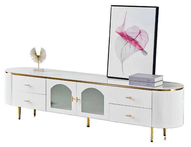 Xlmoebel TV-Schrank Eleganter TV-Untersatz in ovaler Form TV-Lowboard Sideboard (1-St., RTV Lowboard) Hergestellt in Europa von Xlmoebel