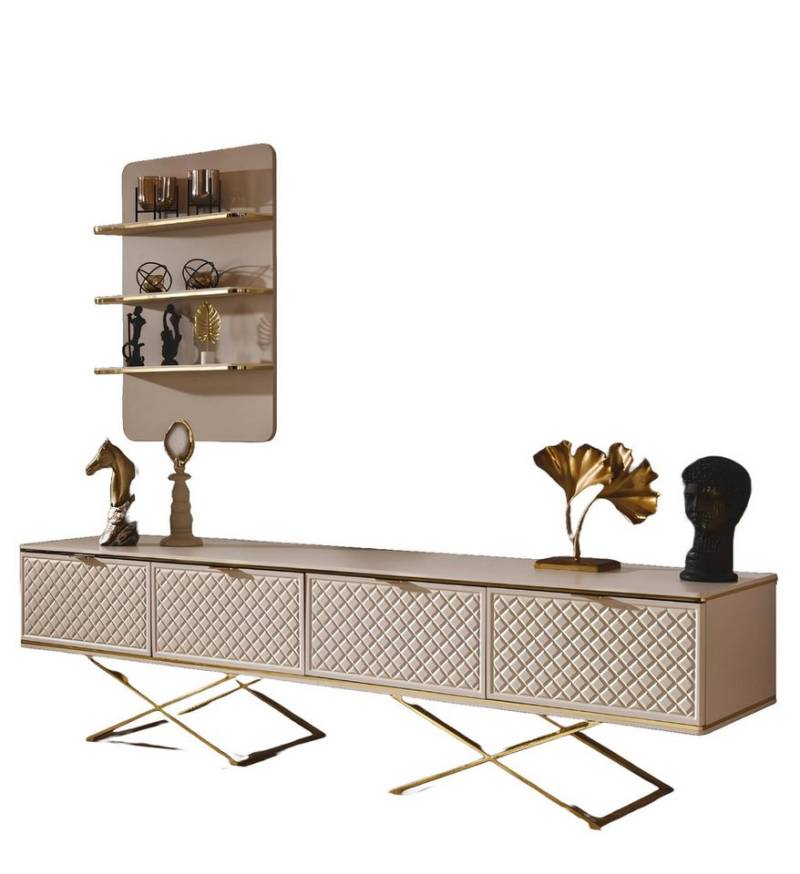 Xlmoebel TV-Schrank Elegantes Wohnzimmer-Ensemble mit TV-Ständer und Wandregal - Moderne (2-St., 2tlg.Wohnzimmer Set (TV Ständer+Wandschrank) Hergestellt in Europa von Xlmoebel