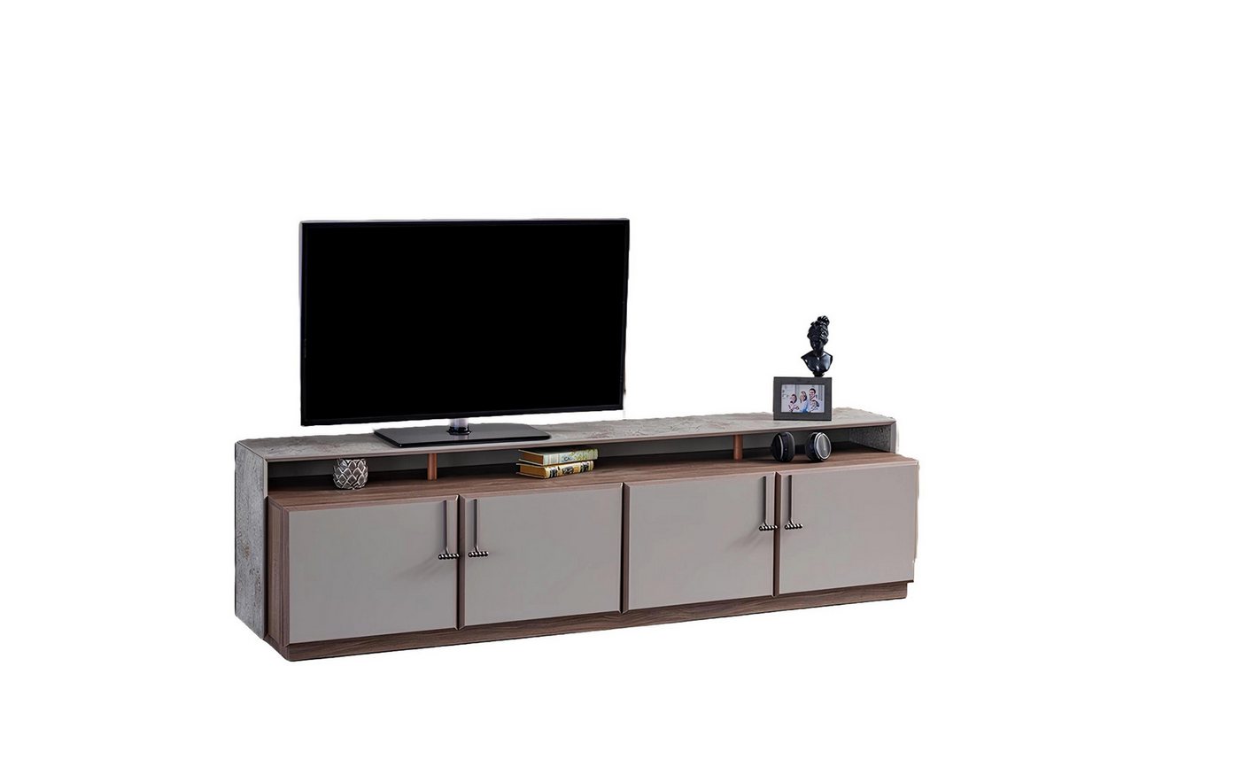 Xlmoebel TV-Schrank Fernsehständer Wandregal Sideboard RTV Lowboard Grau Wohnzimmermöbel (TV-Ständer + Wandschränke) Hergestellt in Europa von Xlmoebel