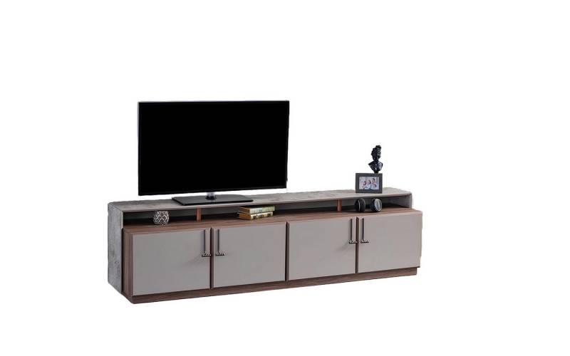 Xlmoebel TV-Schrank Fernsehständer Wandregal Sideboard RTV Lowboard Grau Wohnzimmermöbel (TV-Ständer + Wandschränke) Hergestellt in Europa von Xlmoebel