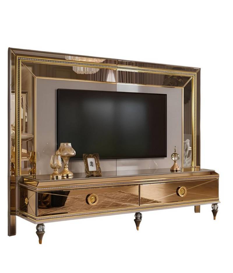 Xlmoebel TV-Wand Fernsehstand RTV Lowboard Wohnwand Sideboard Gold Holz Modernes Design, (1-St., Lowboard), Hergestellt in Europa von Xlmoebel