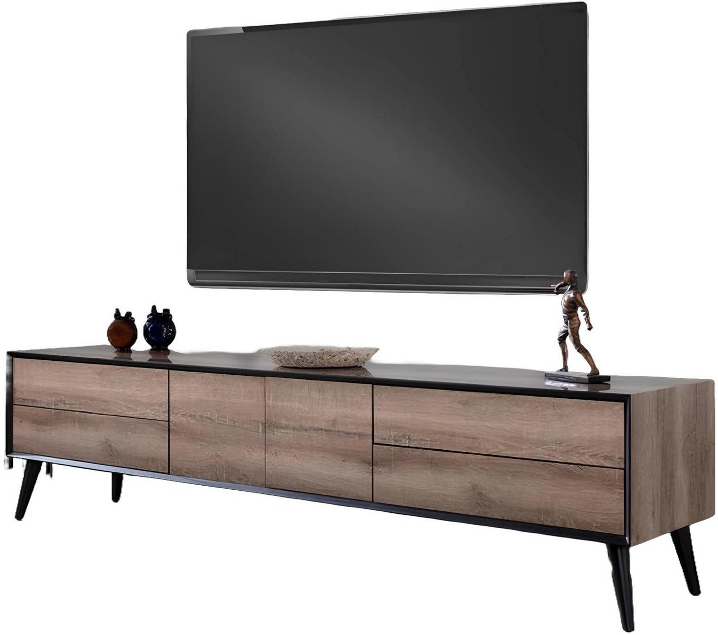 Xlmoebel TV-Schrank Fernsehstand RTV Unterschrank Wohnzimmer Modern Braun Holz (RTV Lowboard) Hergestellt in Europa von Xlmoebel