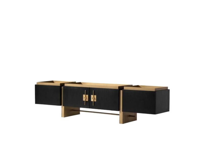 Xlmoebel Lowboard Schwarzer TV-Ständer mit modernem Design in Gold und Holz (1 St., RTV), Hergestellt in Europa von Xlmoebel