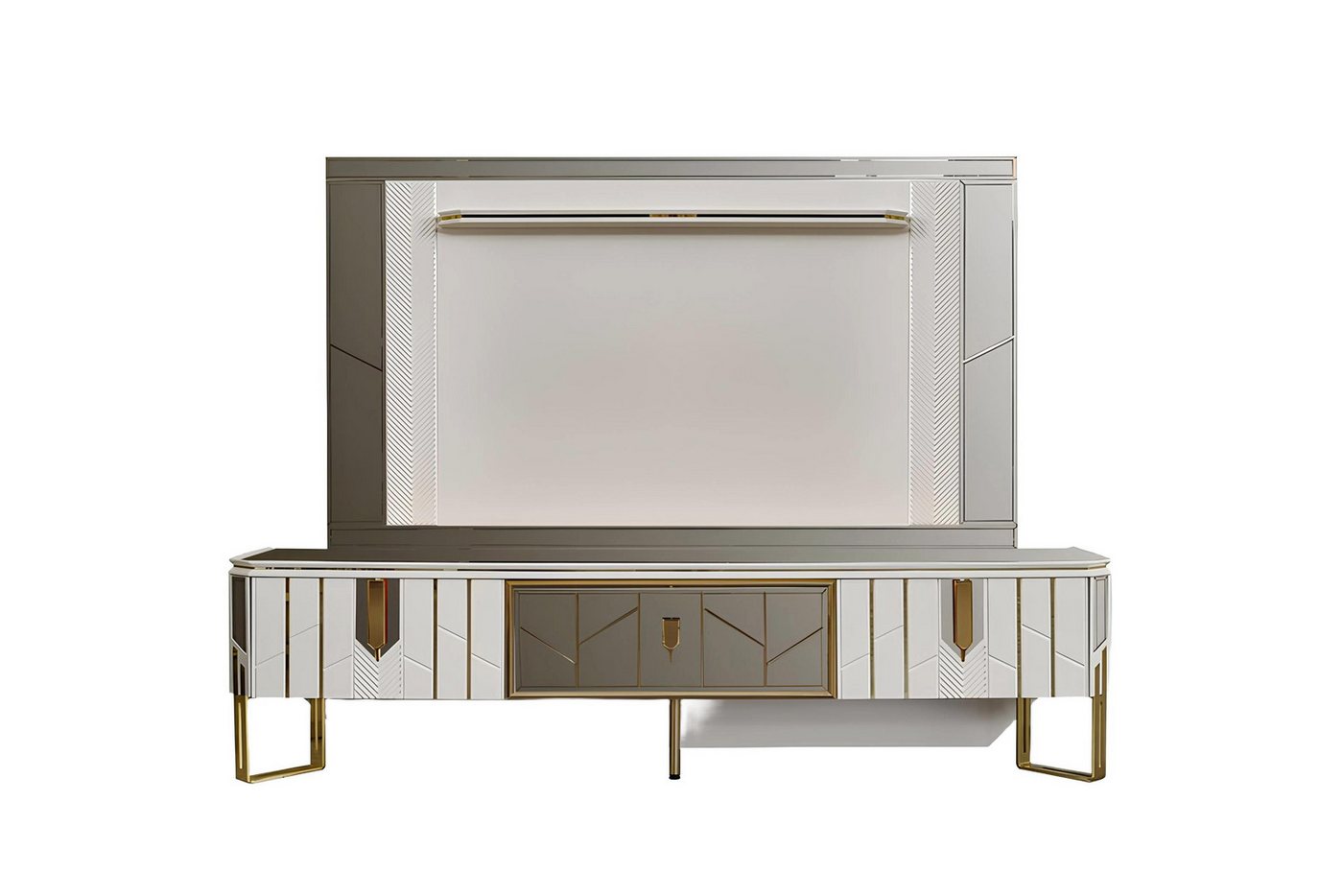 Xlmoebel TV-Schrank Wohnzimmermöbel Set TV-Schrank RTV-Board Weiß Holzoptik (TV-Ständer + Panel) Hergestellt in Europa von Xlmoebel