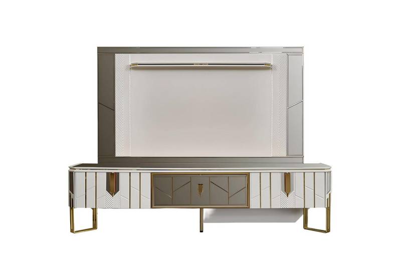 Xlmoebel TV-Schrank Wohnzimmermöbel Set TV-Schrank RTV-Board Weiß Holzoptik (TV-Ständer + Panel) Hergestellt in Europa von Xlmoebel