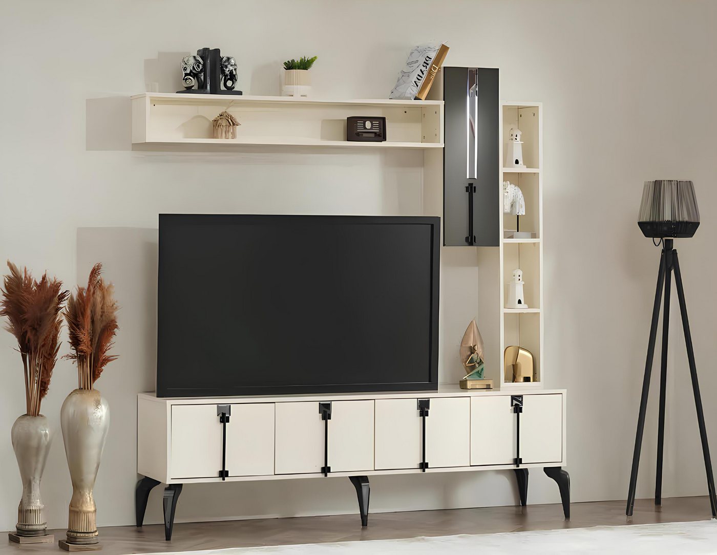 Xlmoebel TV-Wand Modernes Holzmöbel-Set für das Wohnzimmer mit TV-Ständer, Regal, (4tlg Wohnzimmer Set (TV Ständer + Wandschrank + Wandregal + Regal), Hergestellt in Europa von Xlmoebel