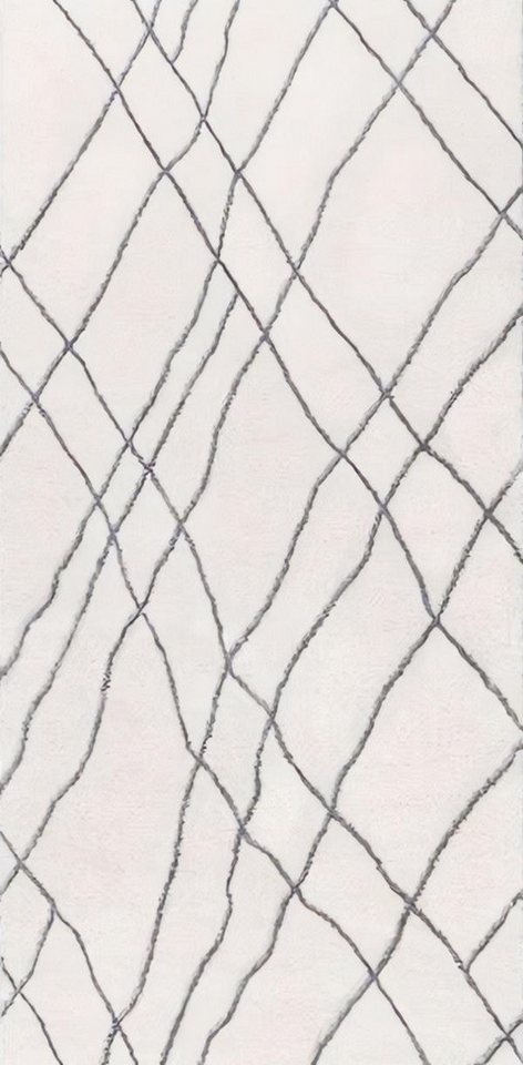 Xlmoebel Teppich Kurzflor Teppich in Weiß mit blauem Linienmuster für Wohnzimmer, Höhe: 170 mm, Hergestellt in Europa Xlmoebel Teppich Kurzflor Teppich in Weiß mit blauem Linienmuster für Wohnzimmer, Höhe: 170 mm, Hergestellt in Europa von Xlmoebel