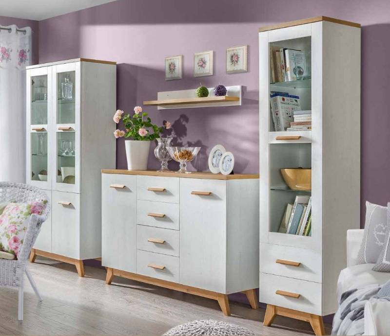 Xlmoebel Vitrine 4-teiliges Holzmöbel-Set für das Wohnzimmer mit Vitrine Kommode (Wohnzimmer set) Hergestellt in Europa von Xlmoebel
