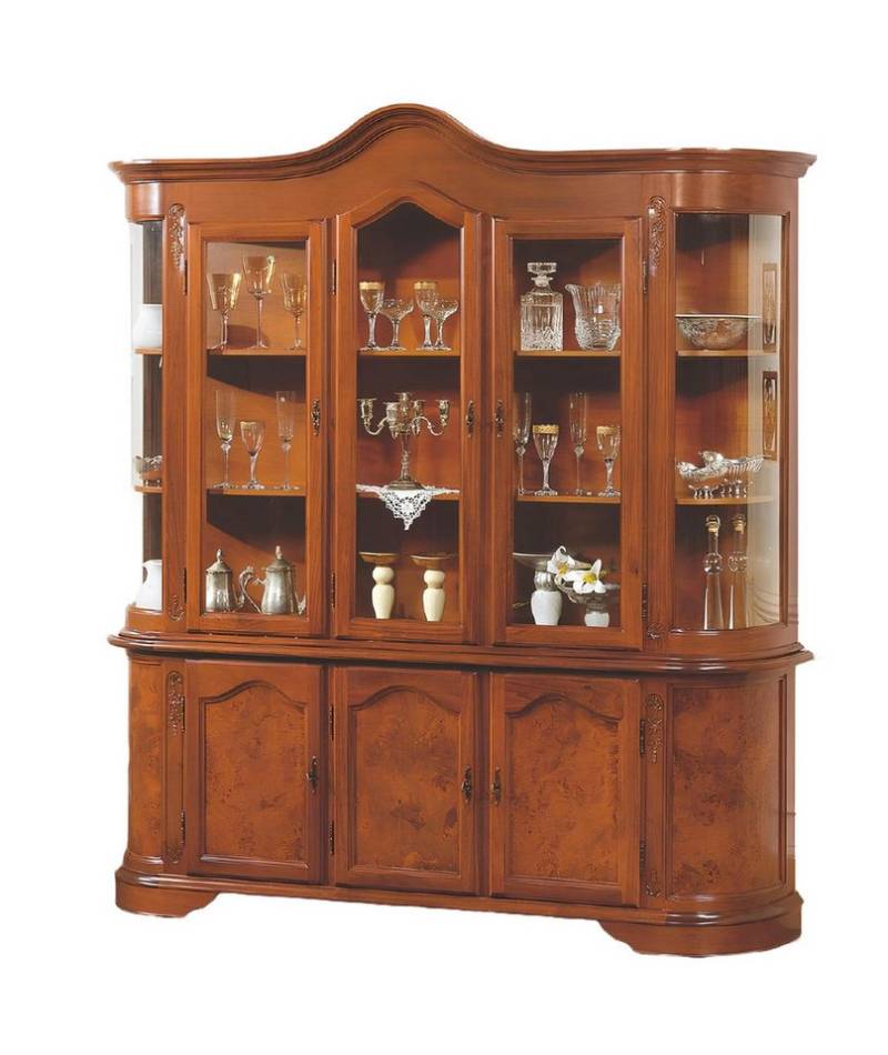 Xlmoebel Vitrine Braunes Möbelstück mit Glastüren und Ablageflächen für Geschirr (Vitrine) Hergestellt In Italy von Xlmoebel
