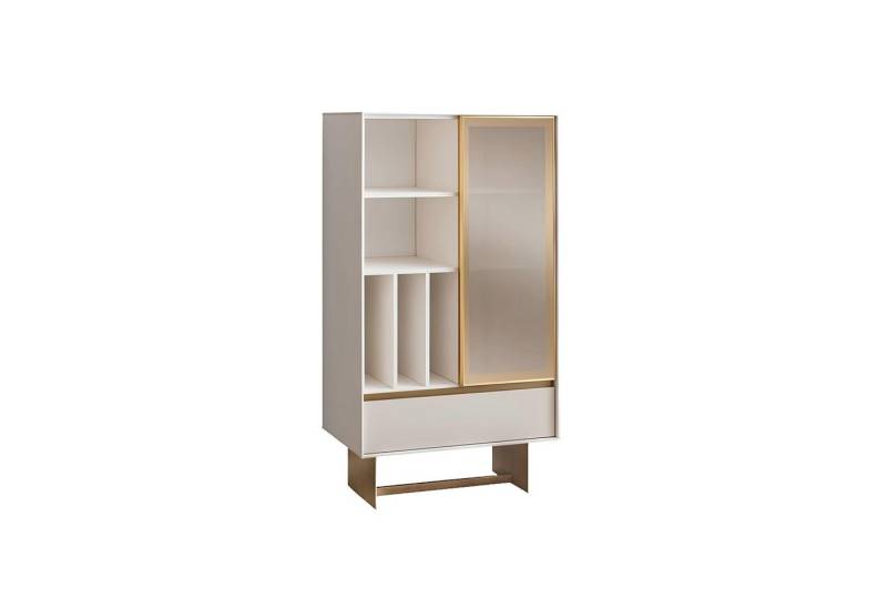 Xlmoebel Vitrine Exklusive Beige Wohnzimmer-Vitrine mit Designer-Holzmöbeln und (Vitrine) Hergestellt in Europa von Xlmoebel