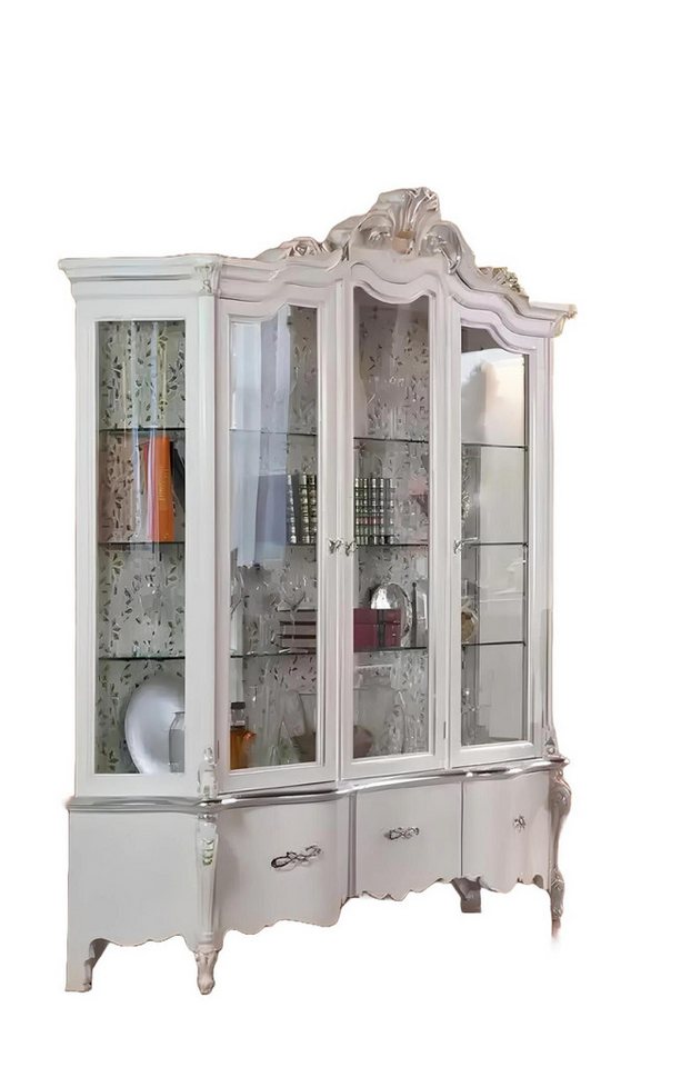 Xlmoebel Vitrine Exklusive Holzvitrine Anrichte mit Design-Schränken in Weiß (1-St., Vitrine) Hergestellt in Europa von Xlmoebel