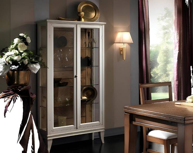 Xlmoebel Vitrine Glas Esszimmerschrank im Retro-Stil - Schrank mit Glastisch (Glasvitrine) Hergestellt in Europa von Xlmoebel