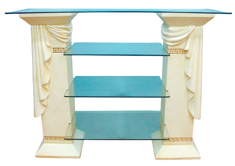 Xlmoebel Vitrine Glas Säule Schrank mit Design Vitrine Regal - Medusa Sideboard (Regal mit Schärpe Material: Acryl/Stuck 101 cm Höhe) Hergestellt in Europa von Xlmoebel