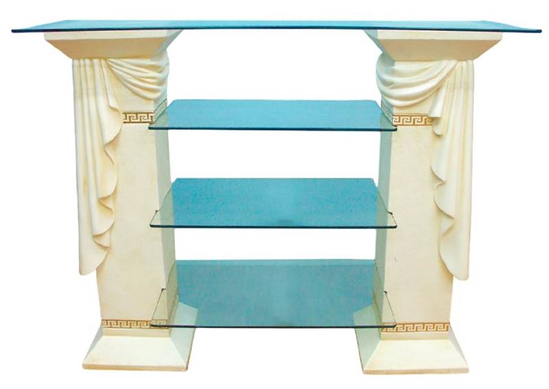 Xlmoebel Vitrine Glas Säule Schrank mit Design Vitrine Regal - Medusa Sideboard (Regal mit Schärpe Material: Acryl/Stuck 101 cm Höhe) Hergestellt in Europa von Xlmoebel