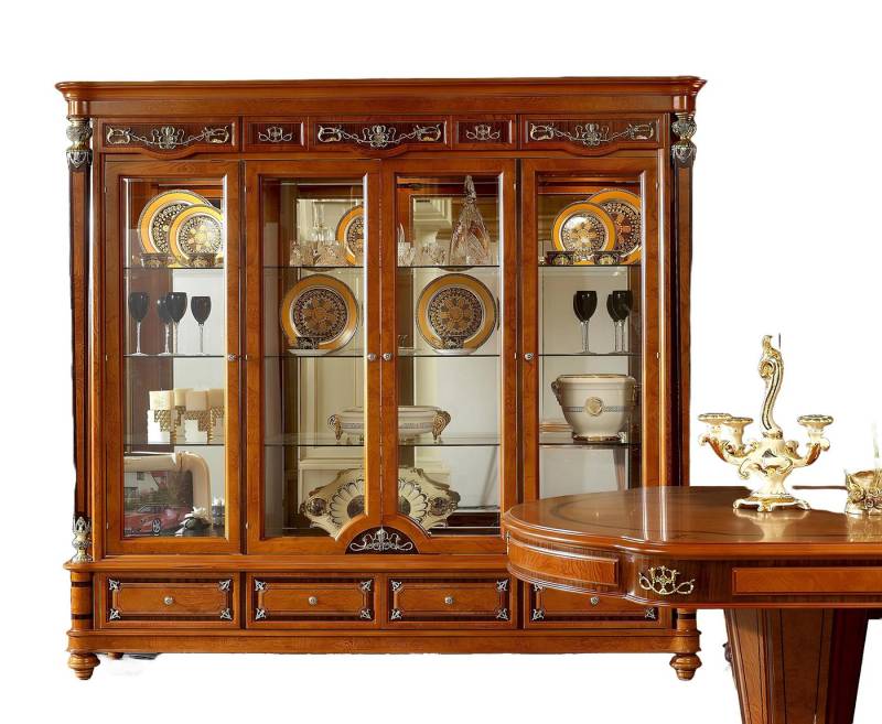 Xlmoebel Vitrine Große Luxus Auslagen Vitrine aus Glas im Stil des Barock und Rokoko (YB E29 Serie XXL 4 Tueren Vitrine) Hergestellt in Europa von Xlmoebel